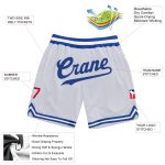Custom Name and Number Authentic Throwback Basketball Shorts - Personalized White Royal-Red 6796 Personalized White Royal-Red