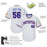 Personalized Royal-Red Authentic Rib-Knit Baseball Jersey Shirt - White Throwback Style Personalized White Royal-Red Authentic