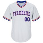 Personalized Royal-Red Authentic Rib-Knit Baseball Jersey Shirt - White Throwback Style Personalized White Royal-Red Authentic