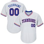 Personalized Royal-Red Authentic Rib-Knit Baseball Jersey Shirt - White Throwback Style Personalized White Royal-Red Authentic