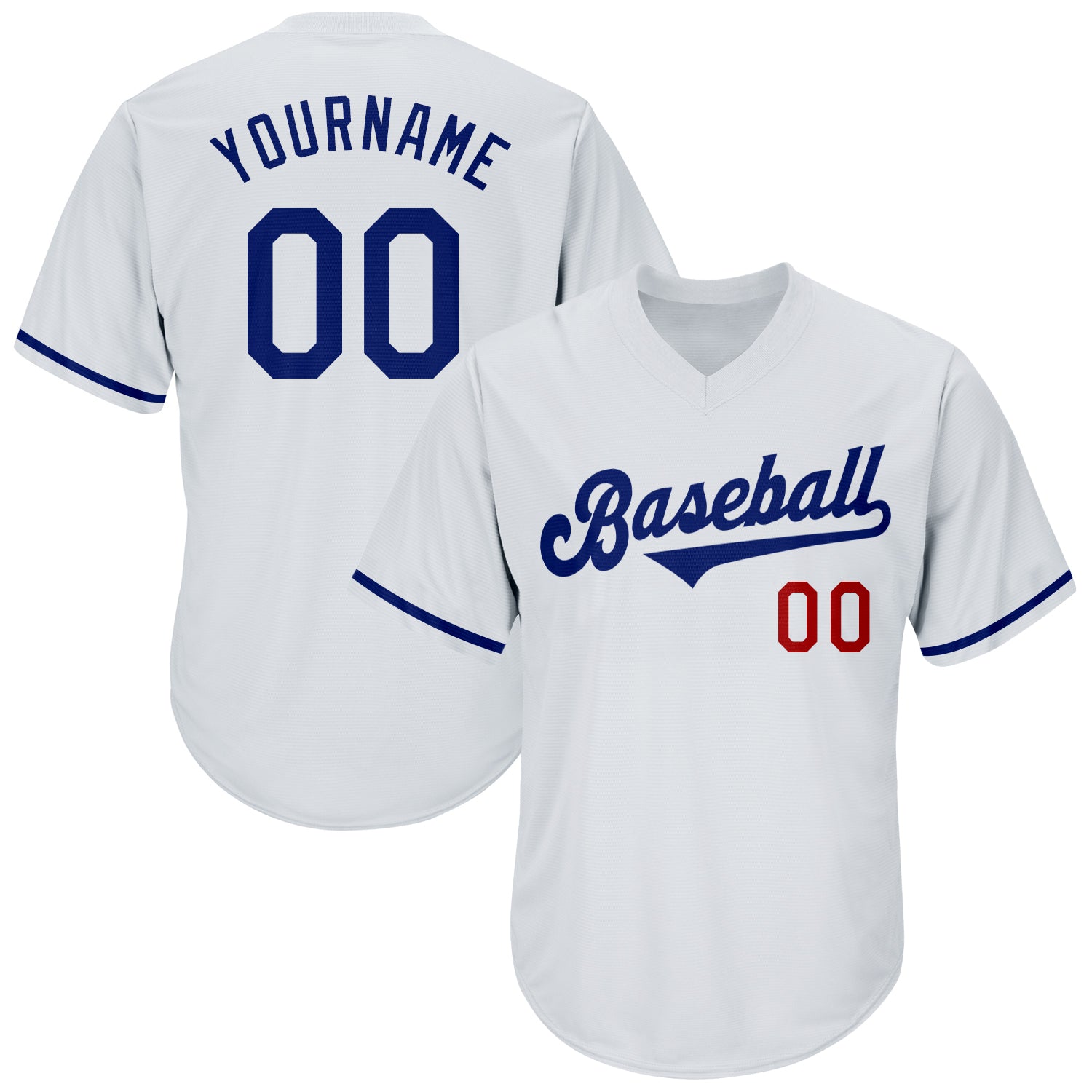 Custom Name Number Personalized Baseball Jersey Shirt White Royal Red Authentic Throwback Rib-Knit Personalized White Royal-Red