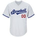 Custom Name Number Personalized Baseball Jersey Shirt White Royal Red Authentic Throwback Rib-Knit Personalized White Royal-Red