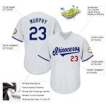 Custom Name Number Personalized Baseball Jersey Shirt White Royal Red Authentic Throwback Rib-Knit Personalized White Royal-Red