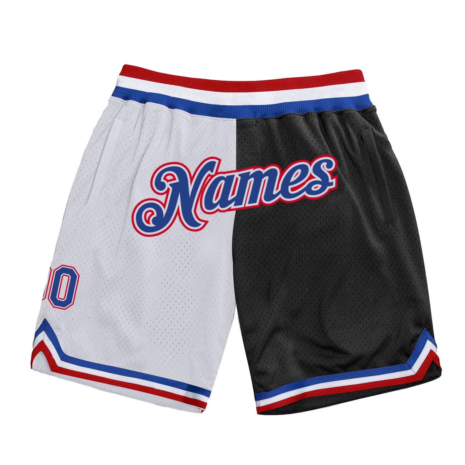 Custom Name Number Royal Red Basketball Shorts Authentic Throwback Fashion Personalized Team Apparel Personalized White Royal-Red