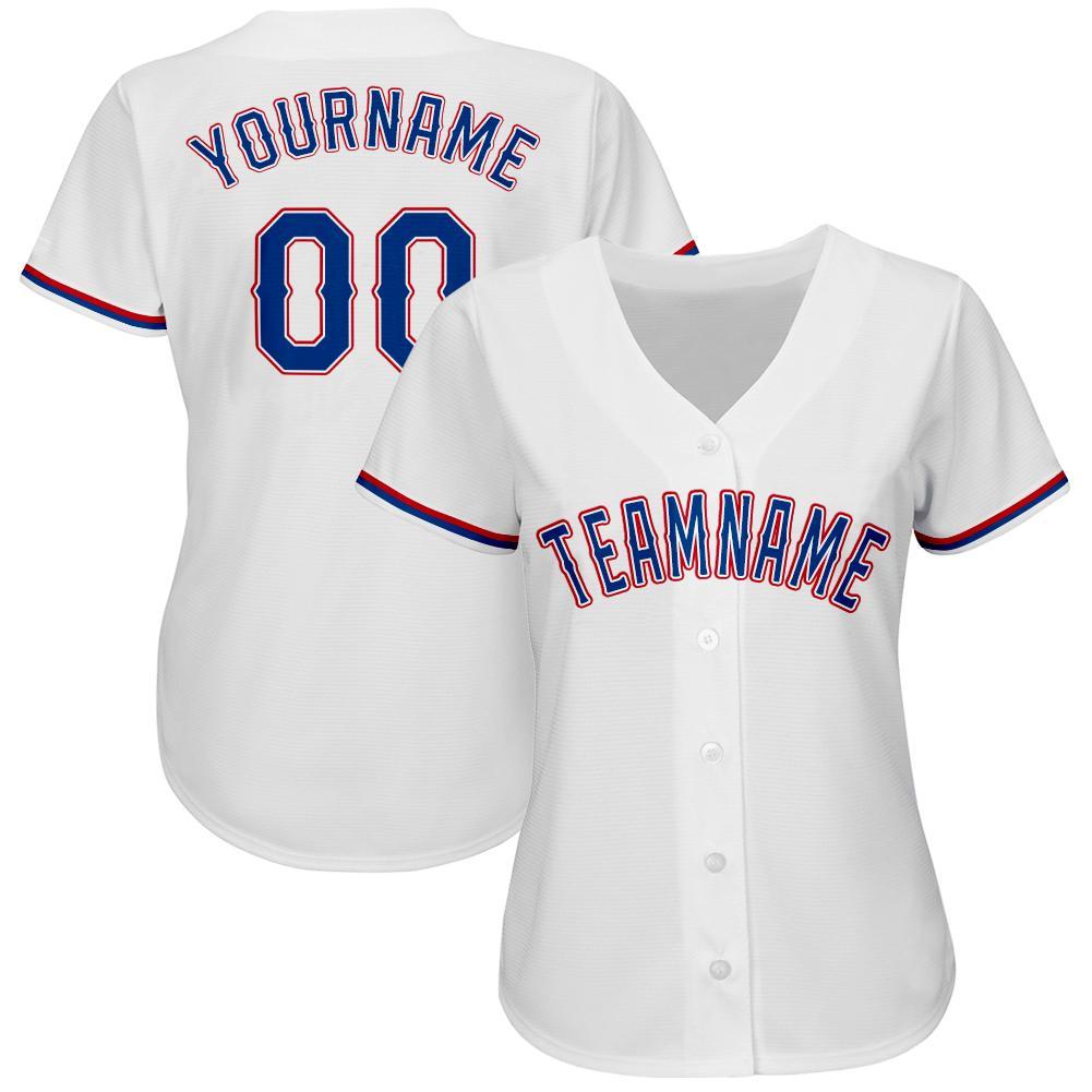 Custom Name & Number Personalized Royal-Red Baseball Jersey - Team Spirit Apparel Personalized White Royal-Red Baseball Jersey