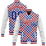 Custom Name & Number 3D Pattern Red & White Check Bomber Varsity Jacket - Personalized Letterman Jacket Personalized White