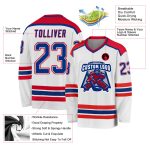 Personalized Hockey Jersey - White and Royal Red Team Apparel for Fans Personalized White Royal-Red Hockey Jersey