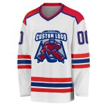 Personalized Hockey Jersey - White and Royal Red Team Apparel for Fans Personalized White Royal-Red Hockey Jersey