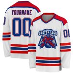 Personalized Hockey Jersey - White and Royal Red Team Apparel for Fans Personalized White Royal-Red Hockey Jersey