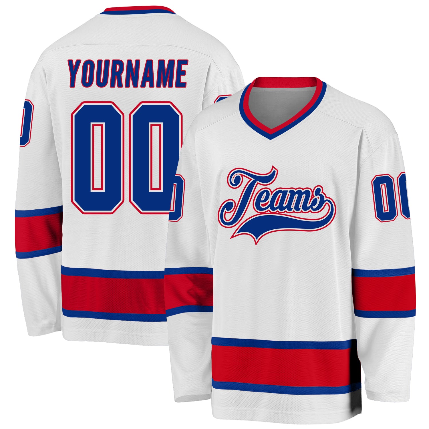 Custom Name and Number Red and White Hockey Jersey - Personalized Team Jersey Personalized White Royal-Red Hockey Jersey