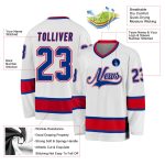 Custom Name and Number Red and White Hockey Jersey - Personalized Team Jersey Personalized White Royal-Red Hockey Jersey
