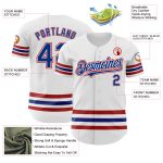 Custom Name and Number Authentic Baseball Jersey - Personalized White Royal-Red Line Design Personalized White Royal-Red