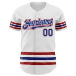 Custom Name and Number Authentic Baseball Jersey - Personalized White Royal-Red Line Design Personalized White Royal-Red