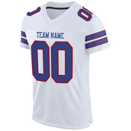 Personalized Royal-Red Mesh Football Jersey - Authentic Custom Design Personalized White Royal-Red Mesh Authentic Football