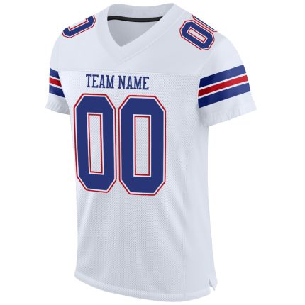 Custom Team Football Jersey - Personalized White Royal-Red Mesh with Name & Number Personalized White Royal-Red Mesh Authentic