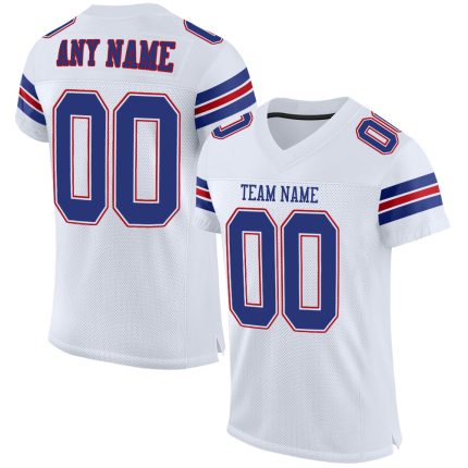 Custom Team Football Jersey - Personalized White Royal-Red Mesh with Name & Number Personalized White Royal-Red Mesh Authentic