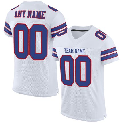 Personalized Royal-Red Mesh Football Jersey - Authentic Custom Design Personalized White Royal-Red Mesh Authentic Football