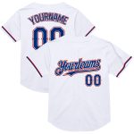 Personalized Red White Authentic Throwback Baseball Jersey - Custom Mesh Design Personalized White Royal-Red Mesh Authentic