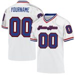 Custom Name and Number Personalized Throwback Football Jersey in White and Royal-Red Mesh Personalized White Royal-Red Mesh