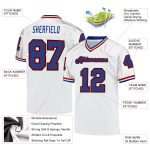 Custom Name and Number Personalized Throwback Football Jersey in White and Royal-Red Mesh Personalized White Royal-Red Mesh