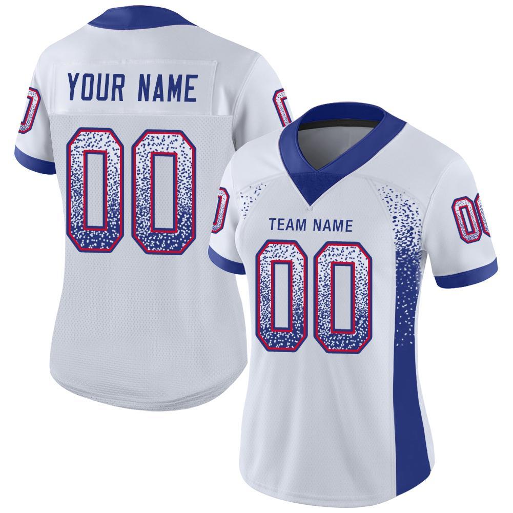 Custom Name Number Football Jersey - Personalized White Royal Red Mesh Drift Fashion Team Gear Personalized White Royal-Red