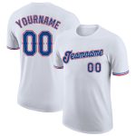 Personalized Performance T-Shirt in White and Royal Red - Customizable Mens and Womens Sports Tee Personalized White Royal-Red