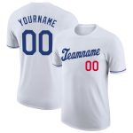 Custom Team Name and Number Personalized White Royal-Red Performance T-Shirt Personalized White Royal-Red Performance T-Shirt