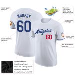 Custom Team Name and Number Personalized White Royal-Red Performance T-Shirt Personalized White Royal-Red Performance T-Shirt