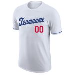 Custom Team Name and Number Personalized White Royal-Red Performance T-Shirt Personalized White Royal-Red Performance T-Shirt