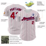 Custom Red-Royal Authentic Baseball Jersey with Personalized Name and Number, White with Royal Red Pinstripe Design Personalized