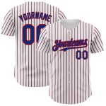 Custom Royal Red Pinstripe Baseball Jersey for Men - Personalized Name & Number - Authentic White Team Jersey Personalized