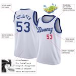 Custom Name Number Personalized Red White Rib-Knit Basketball Jersey Round Neck Team Personalized White Royal-Red Round Neck