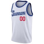 Custom Name Number Personalized Red White Rib-Knit Basketball Jersey Round Neck Team Personalized White Royal-Red Round Neck