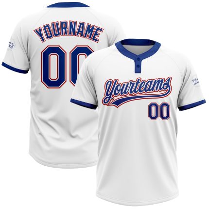 Custom Name Number Softball Jersey Unisex Royal Red Two-Button Personalized White Personalized White Royal-Red Two-Button