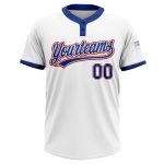 Custom Name Number Softball Jersey Unisex Royal Red Two-Button Personalized White Personalized White Royal-Red Two-Button