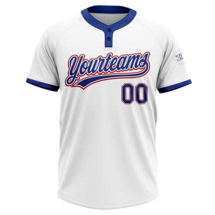 Custom Name Number Softball Jersey Unisex Royal Red Two-Button Personalized White Personalized White Royal-Red Two-Button