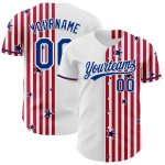 Custom American Flag Baseball Jersey 3D Stars Personalized Team Name and Number - White Royal Red US Navy Blue Personalized