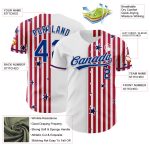 Custom American Flag Baseball Jersey 3D Stars Personalized Team Name and Number - White Royal Red US Navy Blue Personalized