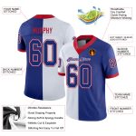 Custom Name Number Football Jersey - Personalized Royal-Scarlet Mesh Split Design Personalized White Royal-Scarlet Mesh Split