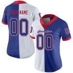 Custom Name Number Football Jersey - Personalized Royal-Scarlet Mesh Split Design Personalized White Royal-Scarlet Mesh Split