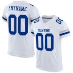 Custom Personalized Football Jersey - White Royal-Silver Mesh with Team Name & Number Personalized White Royal-Silver Mesh