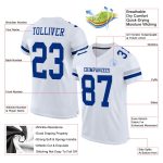 Custom Personalized Football Jersey - White Royal-Silver Mesh with Team Name & Number Personalized White Royal-Silver Mesh