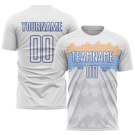 Custom White Soccer Jersey - Personalized Royal Sublimation Uniform Personalized White Royal Sublimation Soccer Uniform Jersey