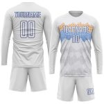 Custom White Soccer Jersey - Personalized Royal Sublimation Uniform Personalized White Royal Sublimation Soccer Uniform Jersey