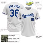 Personalized White Royal Softball Jersey for Unisex, Two-Button Style Personalized White Royal Two-Button Unisex Softball