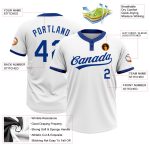 Custom Name and Number Unisex Softball Jersey - Personalized White Royal Two-Button Team Jersey Personalized White Royal