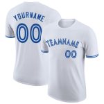 Custom Team Name and Number Personalized White Royal Performance T-Shirt Personalized White Royal-White Performance T-Shirt