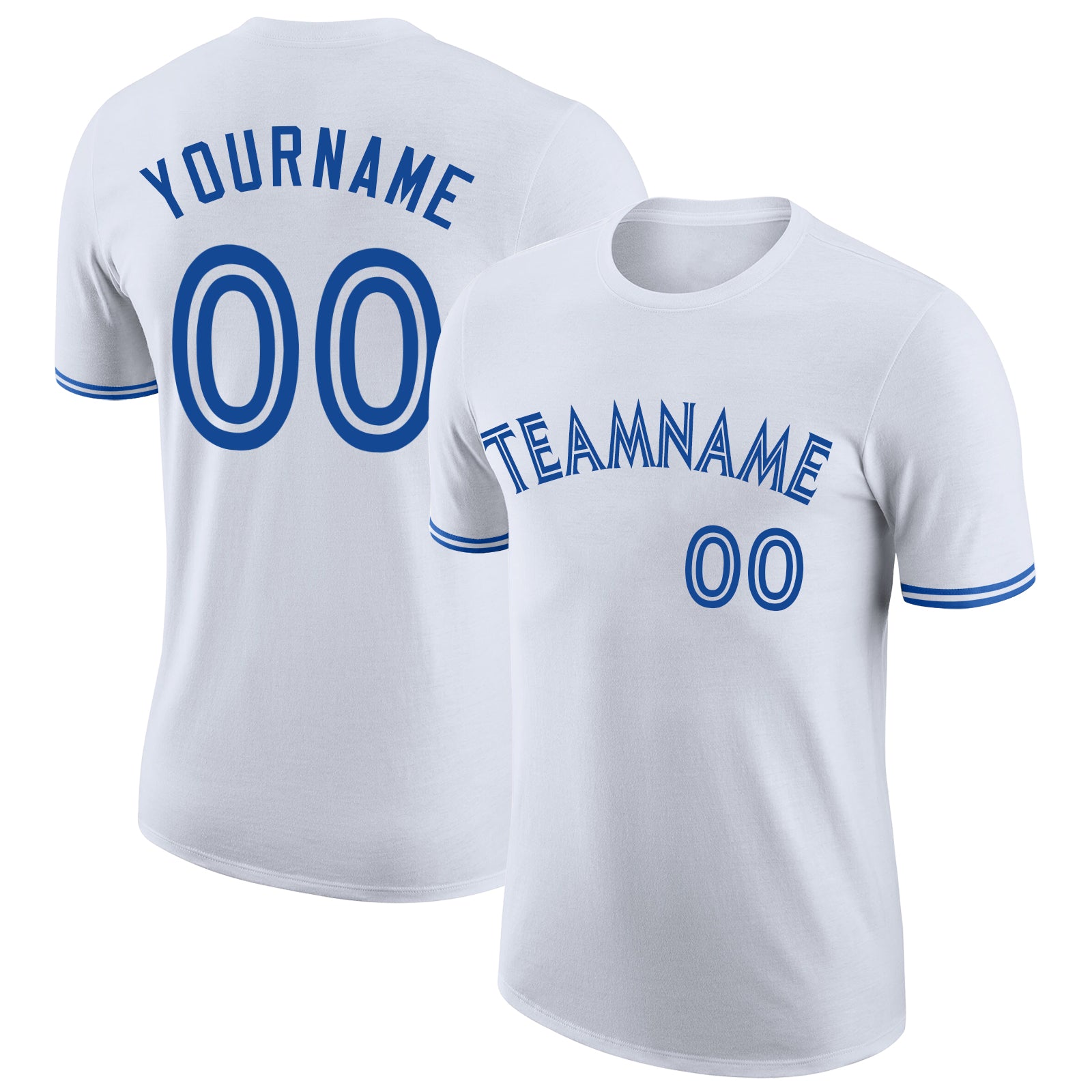 Custom Team Name and Number Personalized White Royal Performance T-Shirt Personalized White Royal-White Performance T-Shirt