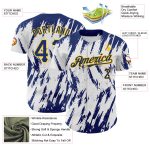 Personalized Abstract 3D Baseball Jersey with Custom Name and Number - White Royal-Yellow Sharp Shape Design Personalized