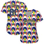 Personalized 3D Pattern Design Authentic Baseball Jersey Custom Name & Number - White Royal-Yellow Team Style Personalized